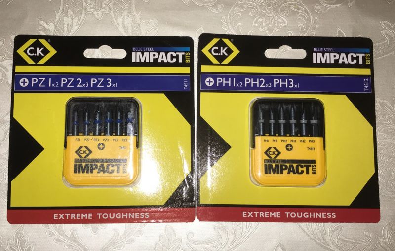 C.K Impact Bit Set Set of bits in two packages: one with PZ bits and the other with PH bits, by C.K Impact.