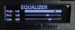 Display showing equalizer with three sliders.
