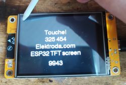 ESP32-2432S028R Board with TFT Display ESP32-2432S028R board with touchscreen display.