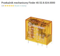 Elektromagnetyczny przekaźnik Finder 40.52 z żółtą obudową.