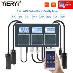 Yieryi 8-in-1 WiFi Water Quality Tester Yieryi 8-in-1 WiFi water quality tester with LCD display and smartphone app.