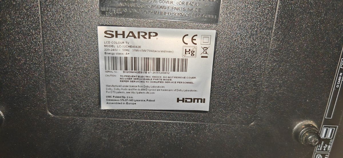 TV sharp 32 cale Firmware D32CH4042EB17E 97126561209852