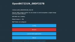 OpenBK7231N graphical interface displaying device status and configuration options.