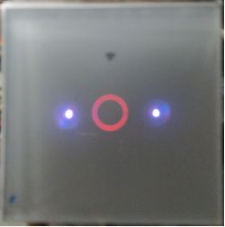 Smart wall switch with LEDs in different colors.