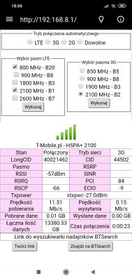 LTE T-mobile, prędkość internetu w jednej minucie od 0,4mb/s do 60mb/s