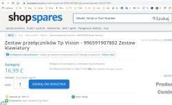 Zrzut ekranu strony sklepu z zestawem przełączników Tp Vision w cenie 16,99 £