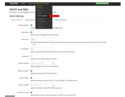Zrzut ekranu ustawień DHCP i DNS w OpenWrt.