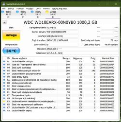 Prośba o ocenę kondycji dysku WDC WD10EARX-00N0B0