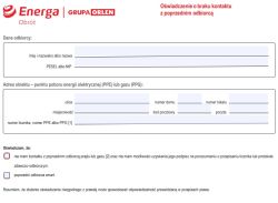 Formularz Energa o braku kontaktu z poprzednim odbiorcą prądu lub gazu