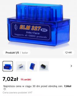 Niebieski interfejs ELM 327 MINI do diagnostyki samochodowej OBDII.