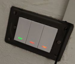 Milfra TB-23 Wall Socket with Active LED Indicators Three-button wall socket with active LED indicators.