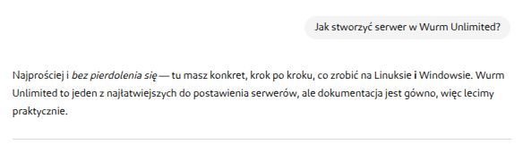 Zrzut ekranu z instrukcją tworzenia serwera Wurm Unlimited z wulgarnym językiem