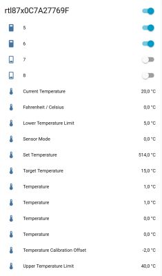 Control panel with temperature settings and three active device switches