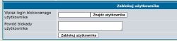 Formularz blokowania użytkownika na forum elektroda.pl z polami loginu i powodu
