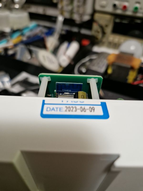 TYWE3S WiFi Module in Energy Meter TYWE3S WiFi module mounted on a PCB inside a three-phase energy meter.