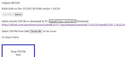 OTA interface with BK7238 chipset and OpenBK7238_1.18.223.rbl file selected