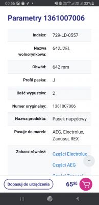 [Zlecę] Pasek napedowy wentylatora suszarki eletrolux