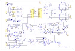 Schemat elektroniczny układu MIG160 z zaznaczonymi komponentami.