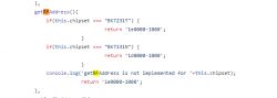 JavaScript code snippet determining the RF address for different chipsets.