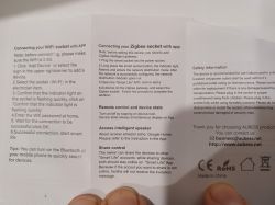 User manual of an electronic device with three columns of text.