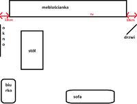 Rozmieszczenie głośników 4.1 Philips w pokoju z meblościanką i sofą