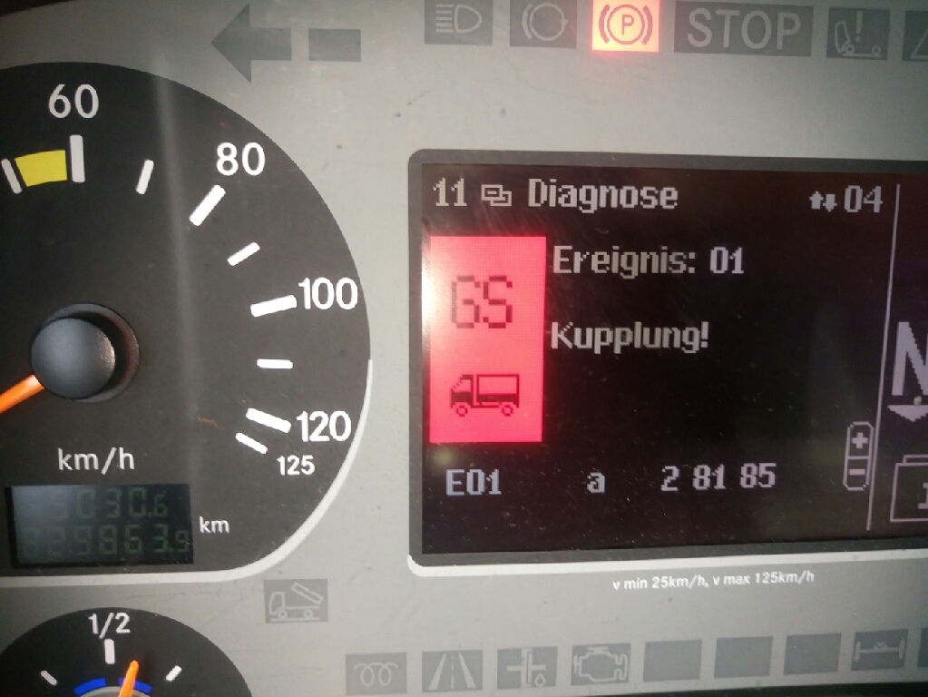 Mercedes Actros 2541 Mp2 - Błędy Sprzęgła Kupplung Ereignis: 01 Gs 01 A28185