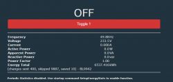 Power Monitoring Interface for SP400W-IL Plug Screenshot of the power monitoring interface for the SP400W-IL plug.