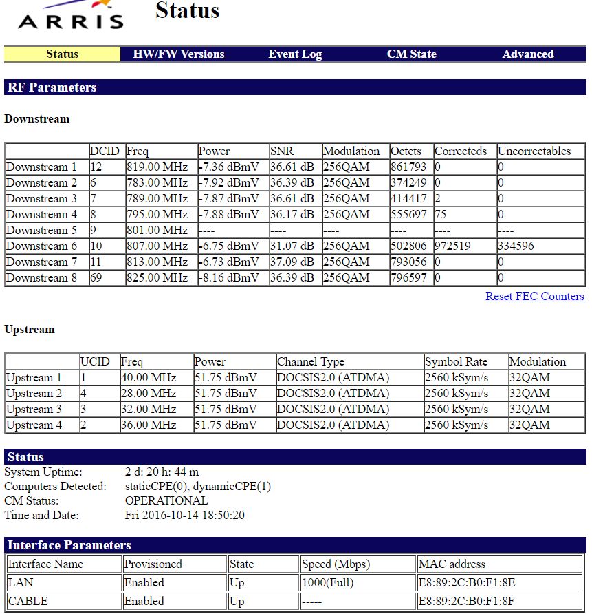 Как настроить arris cm820 к компьютеру win xp через сетевую карту и настроить интернет ростелекому