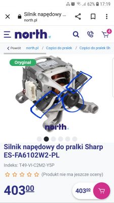 Silnik napędowy do pralki Sharp ES-FA6102W2-PL na stronie internetowej north.pl z ceną 403 złote.