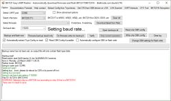 Screenshot of BK7231 Easy UART Flasher showing a warning that the selected chip type is wrong.