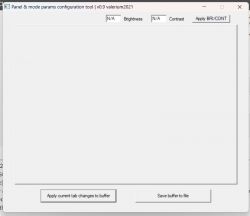 Screenshot of panel and mode parameters configuration tool with an empty window.