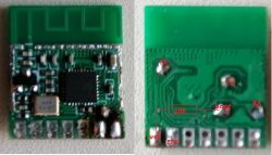 Two close-ups of a bl602 chip circuit board showing the front and back sides.