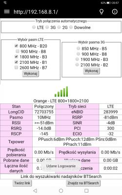Dobór operatora dla lokalizacji 52.0475163438836, 23.134999055934546 z routerem b818