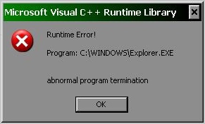 Windows Xp Prof Problem Runtime Error Abnormal Program