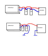 schemat podłaczenia wzmacniacza i kondensatorów