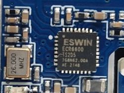 Printed Circuit Board with ESWIN Integrated Circuit Printed circuit board with an integrated circuit and quartz crystal.