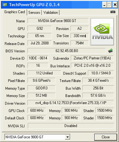 GF 9800GT - bardzo gorący RAM