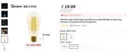 Sonoff B02-F-A60 Retro/Antique Filament Bulb Teardown and Module Findings [SV6166F] [RM9012GB]