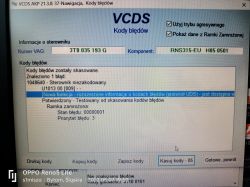 Wymiana radia SWING na RNS 315 - błąd 108640 - sterownik niezakodowany U1013 00 [009]