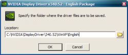 Okno dialogowe instalacji sterownika NVIDIA Display Driver v340.52.