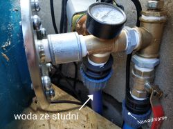 Złącze pięciodrożne podłączenie w zestawie hydroforowym z pompą głębinową Złącze pięciodrożne podłączenie w zestawie hydroforowym z pompą głębinową