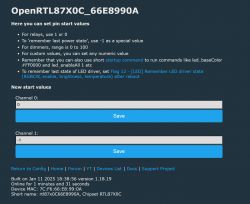 OpenRTL87X0C user interface with pin settings and new start values