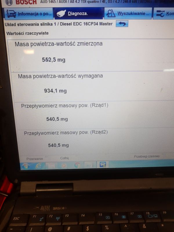 Audi A8 D3 4.2TDI 2005 - Błędy przepływomierzy, poddymianie i drgania na jałowym biegu