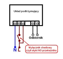 Schemat podłączenia układu podtrzymującego z przekaźnikiem