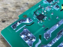Close-up of PCB from WS-05H1 Relay Close-up of PCB with visible tracks and electronic components
