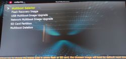 Zrzut ekranu z menu dekodera z opcjami Multiboot Selector.