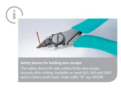 Boczne obcinaczki z urządzeniem do trzymania resztek drutu.
