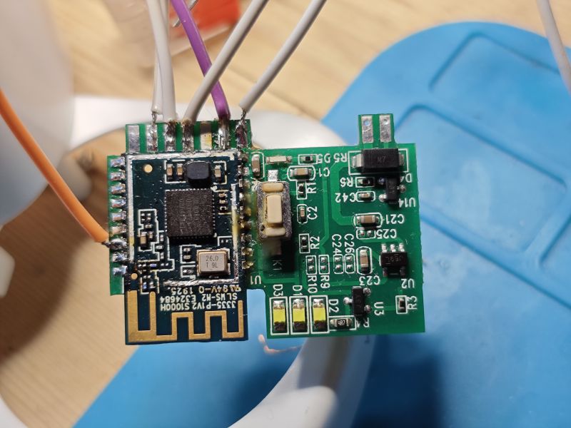 Electronic module with Bluetooth chip and multiple connected wires