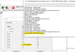 Screenshot of flash programming tool with successful full chip erase in BekenSPI mode.
