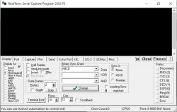 RealTerm program interface for serial data capture.